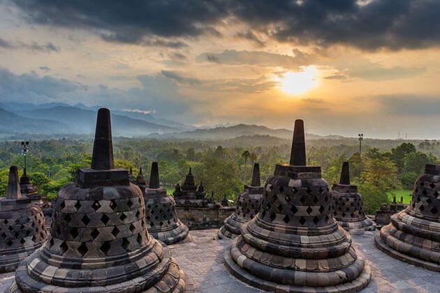 Borobudur temple at sunset