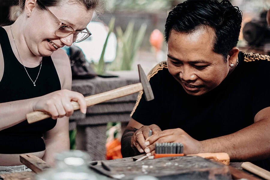 make silver in Celuk Village - indonesia family vacation