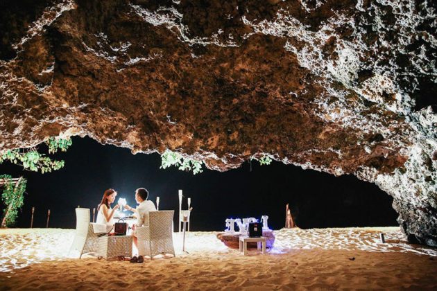 romantic cave dinner - highlight of bali honeymoon packages